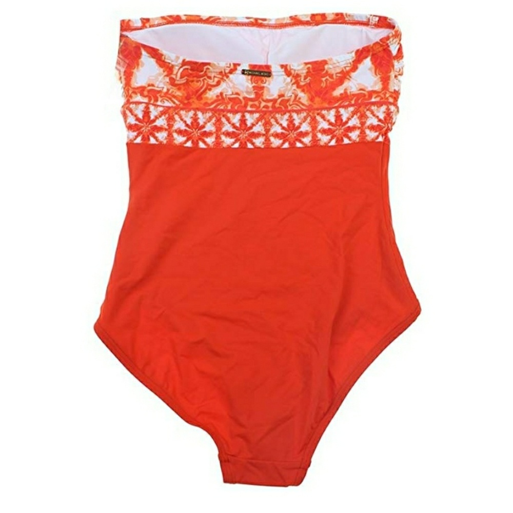 Michael Kors Orange Tile one Piece Bathing Suit 8 - Picture 3 of 7